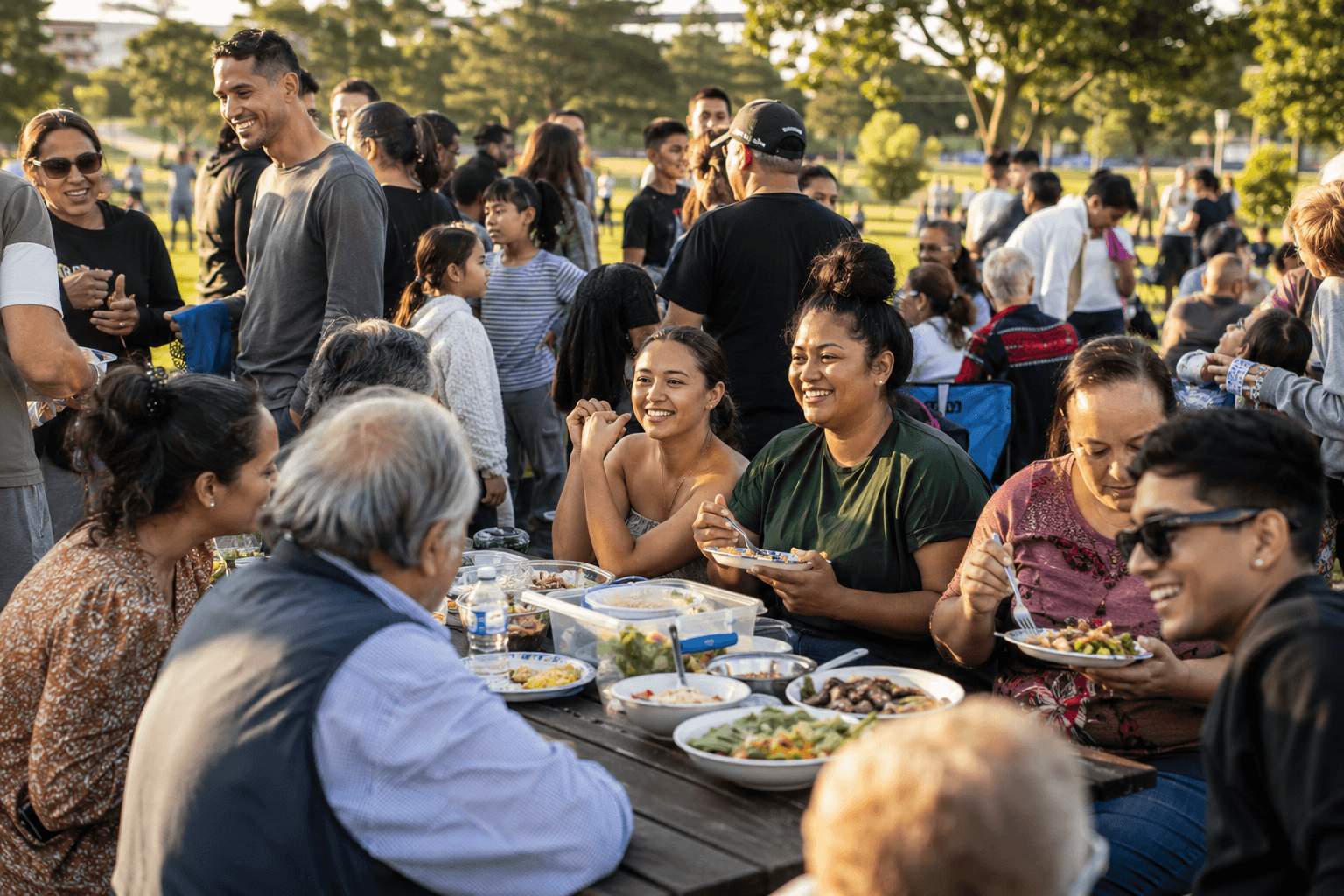 Kiwis gathering at a community event